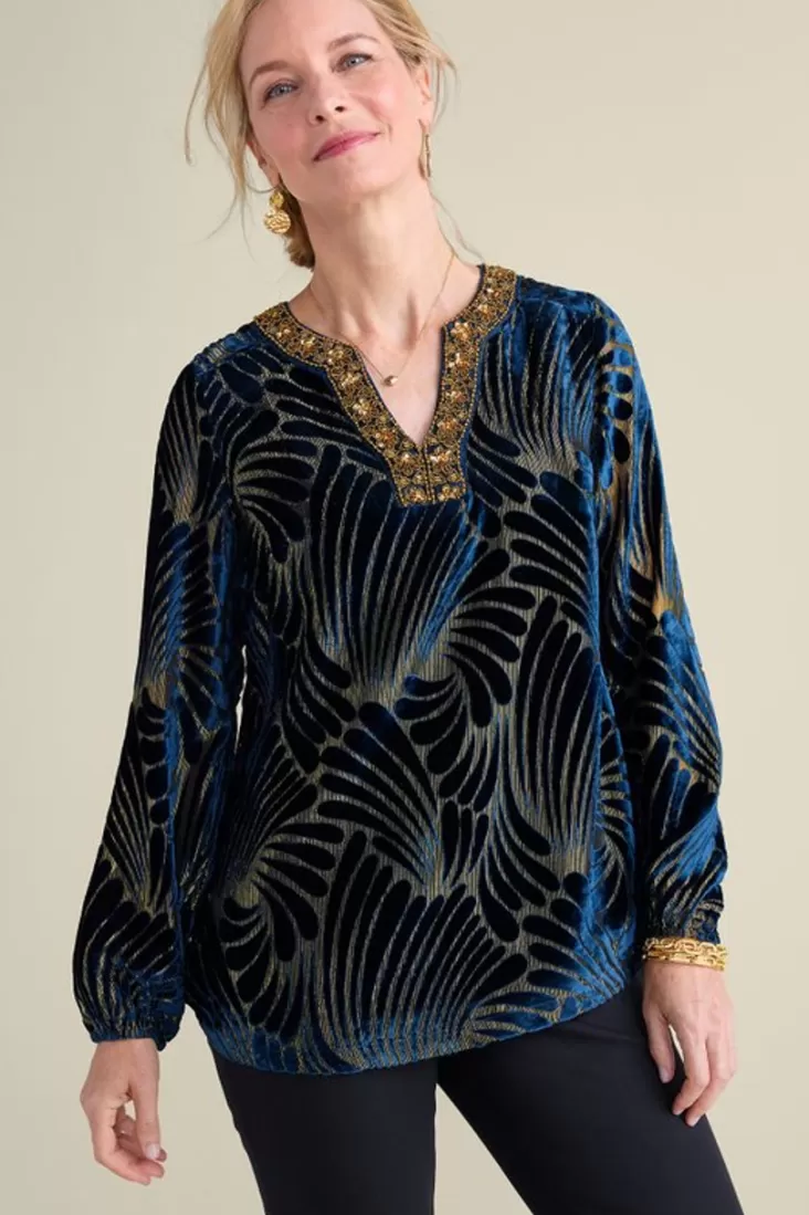 Soft Surroundings Adrienne Embroidered Velvet Tunic