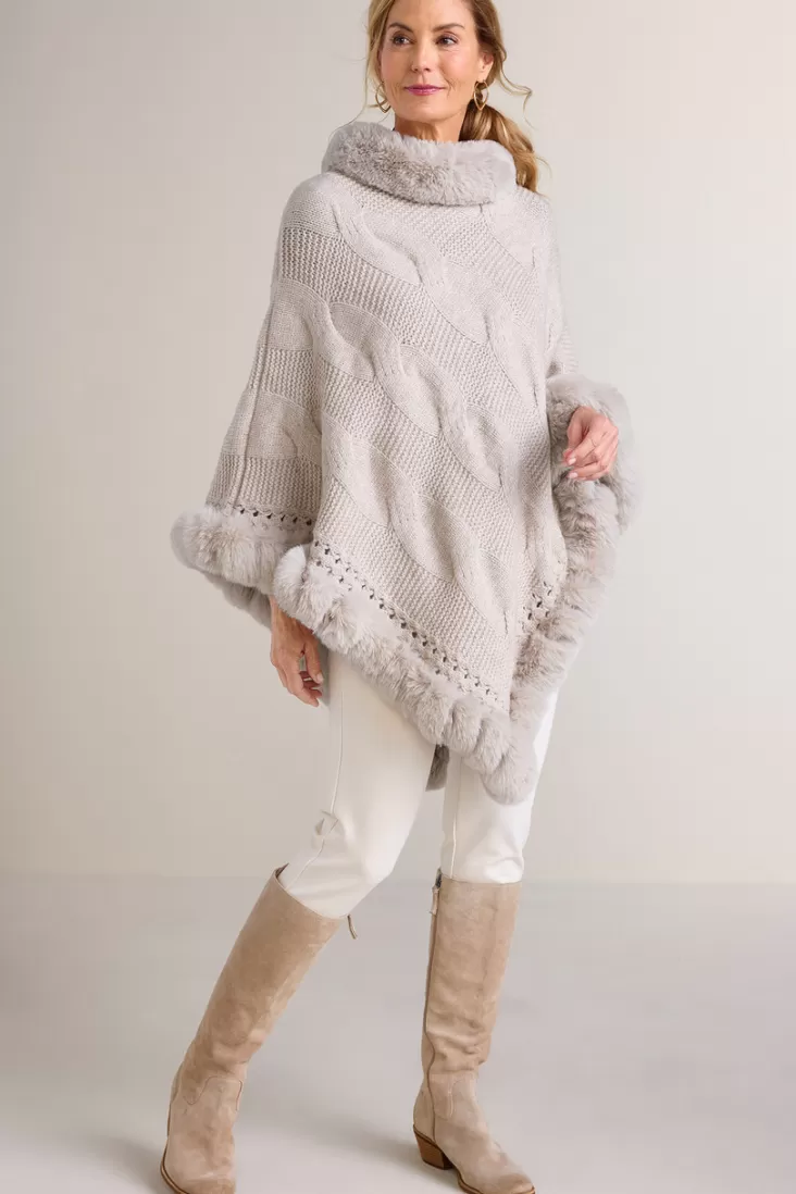 Soft Surroundings Alexi Cable Knit Poncho