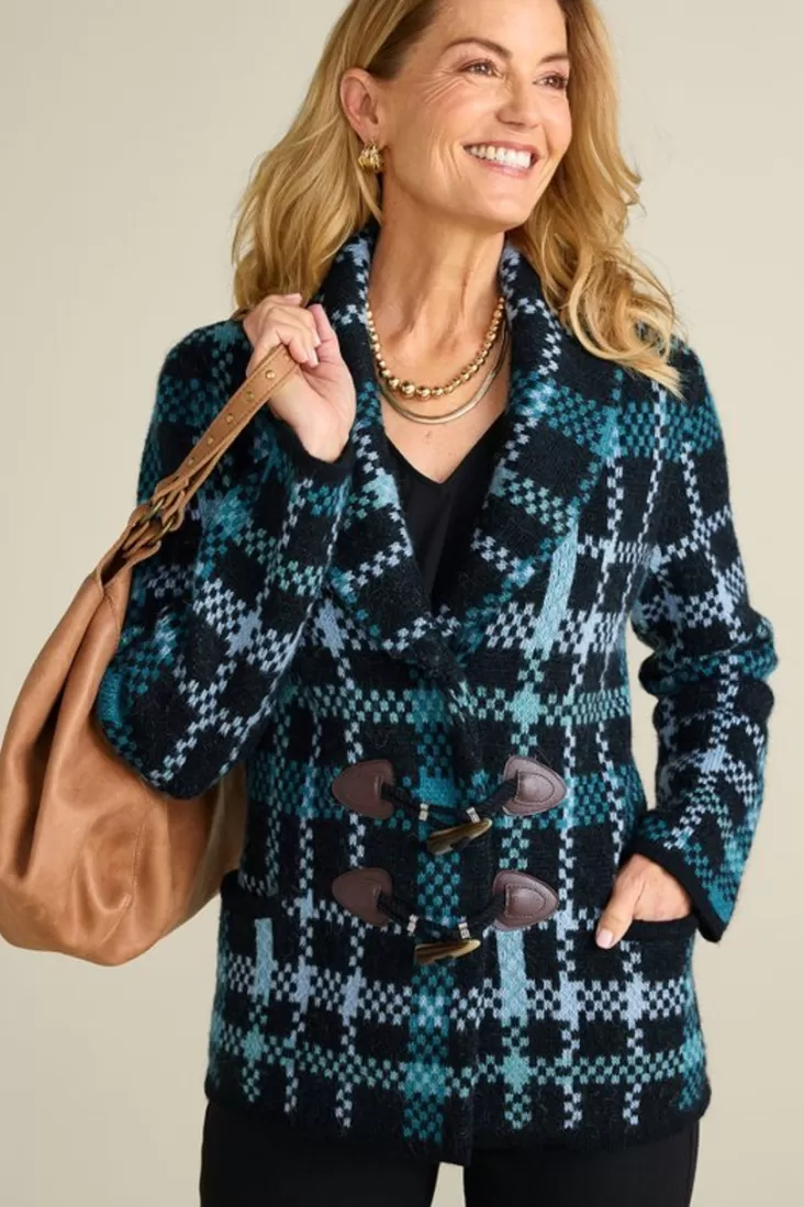 Soft Surroundings Alpine Plaid Sweater Coat