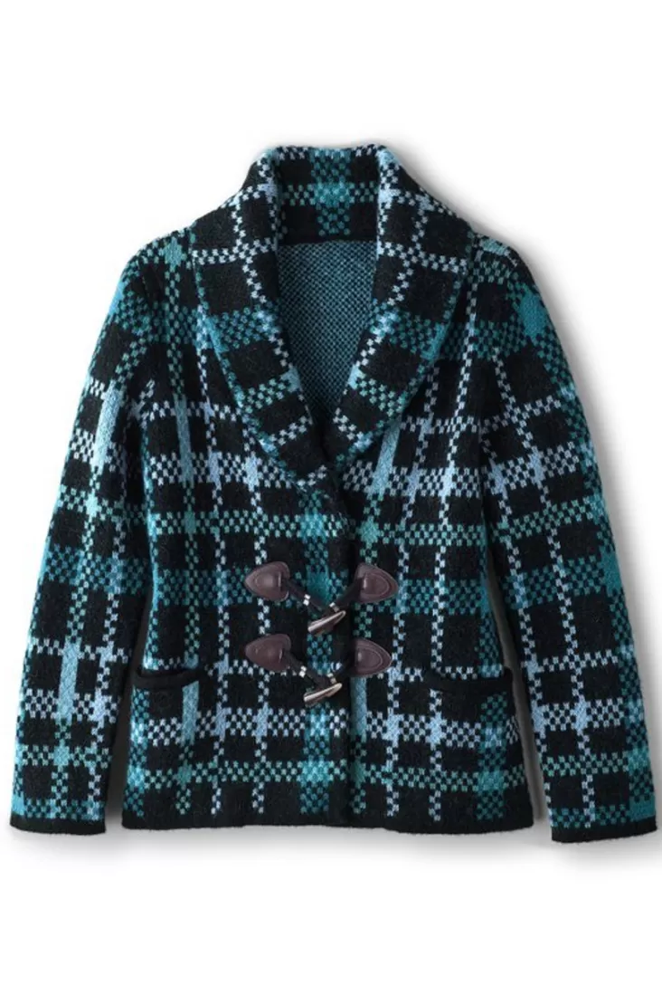 Soft Surroundings Alpine Plaid Sweater Coat