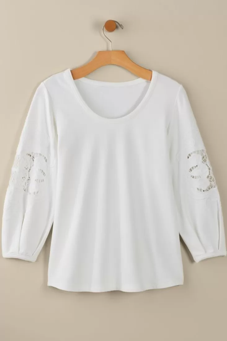 Soft Surroundings Charmaine Embroidered French Terry Top