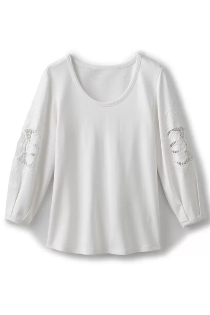 Soft Surroundings Charmaine Embroidered French Terry Top