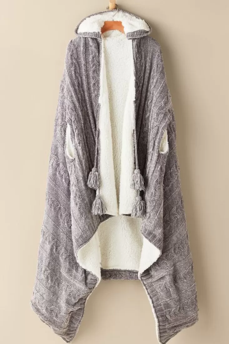 Soft Surroundings Chenille Sherpa Wearable Throw