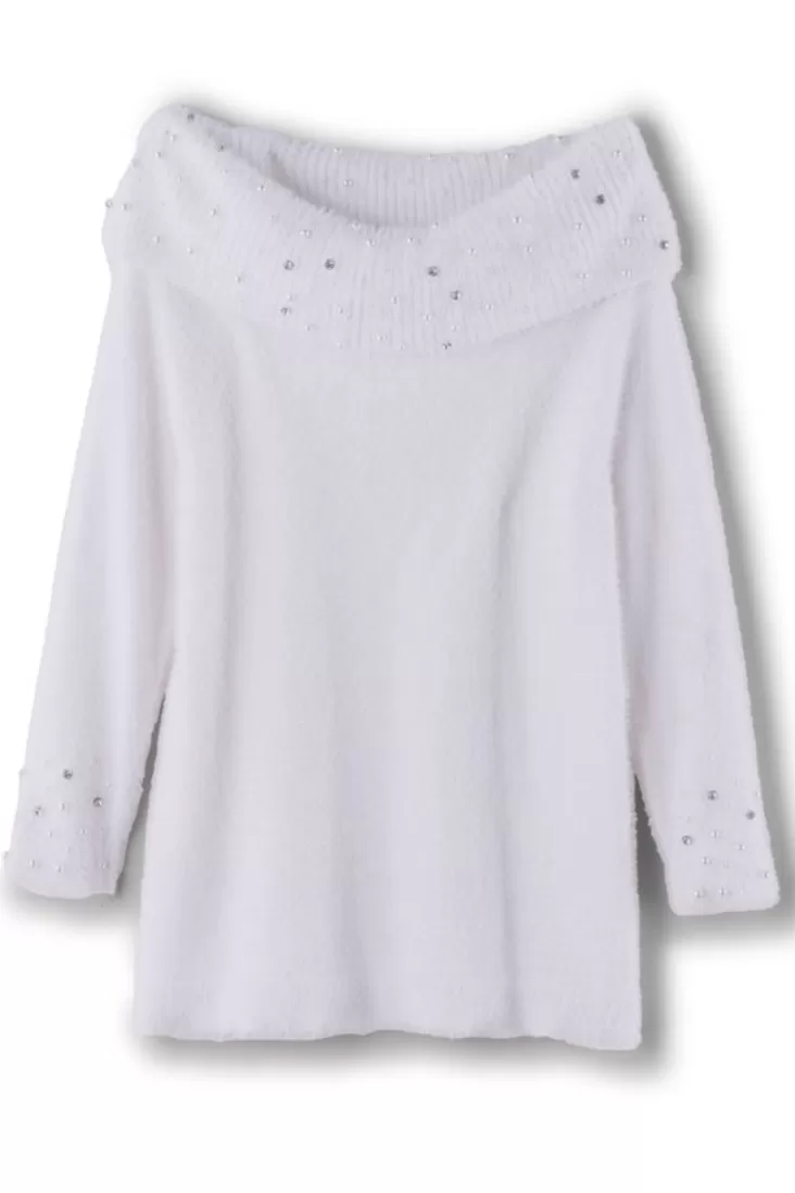 Soft Surroundings Christina Embellished Cowl Neck Sweater Tunic