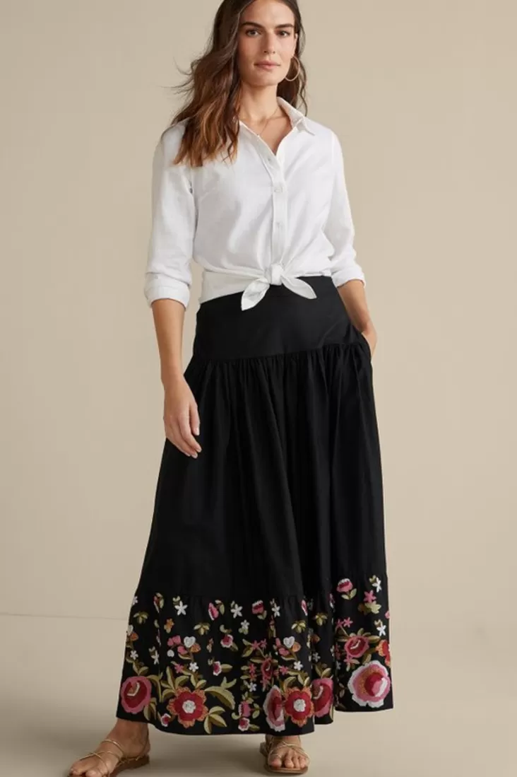 Soft Surroundings Cindi Embroidered Maxi Skirt