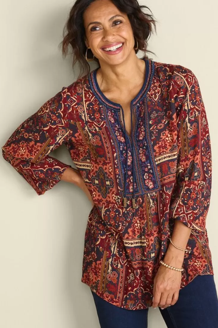 Soft Surroundings Cindra Embroidered Gauze Tunic