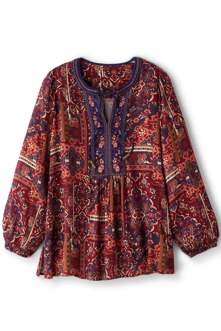 Soft Surroundings Cindra Embroidered Gauze Tunic