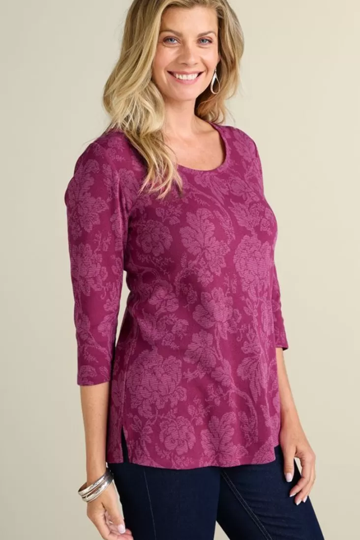 Soft Surroundings Clarette Jacquard 3/4 Sleeve Tunic