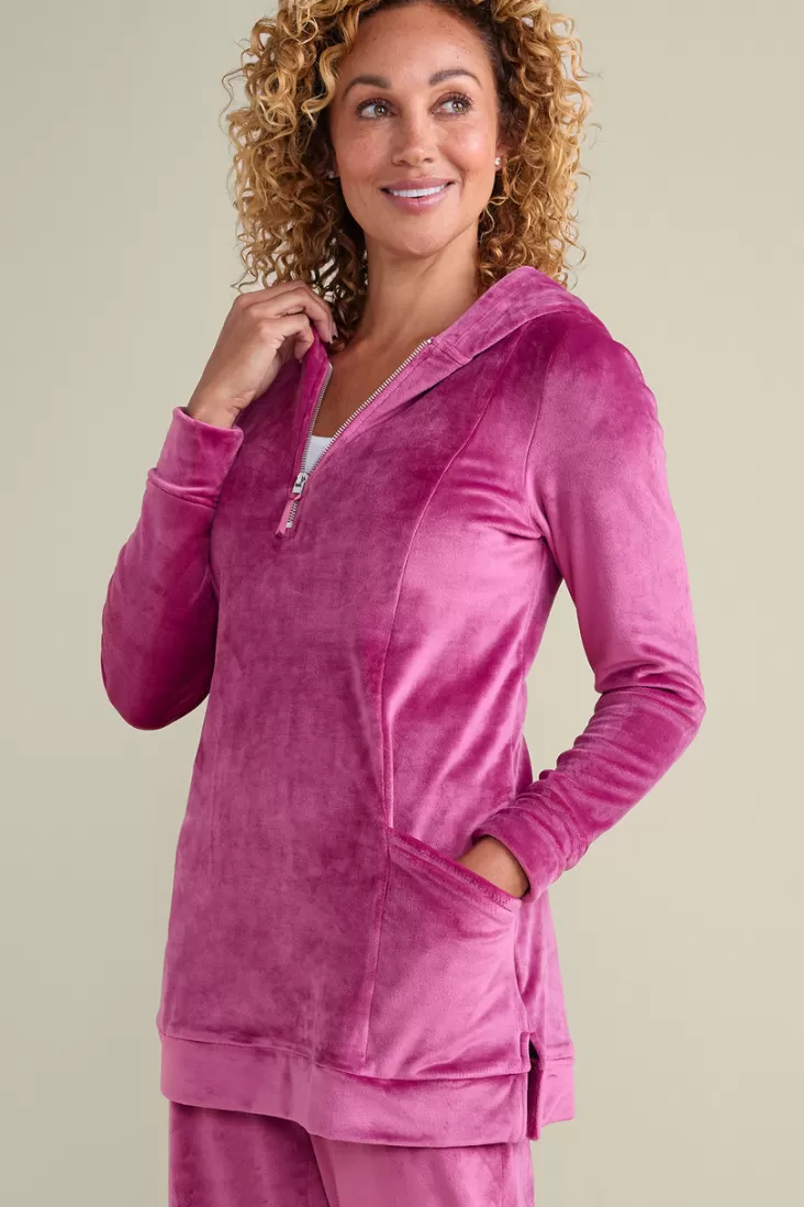 Soft Surroundings Dixie Velour Zip Hoodie Tunic