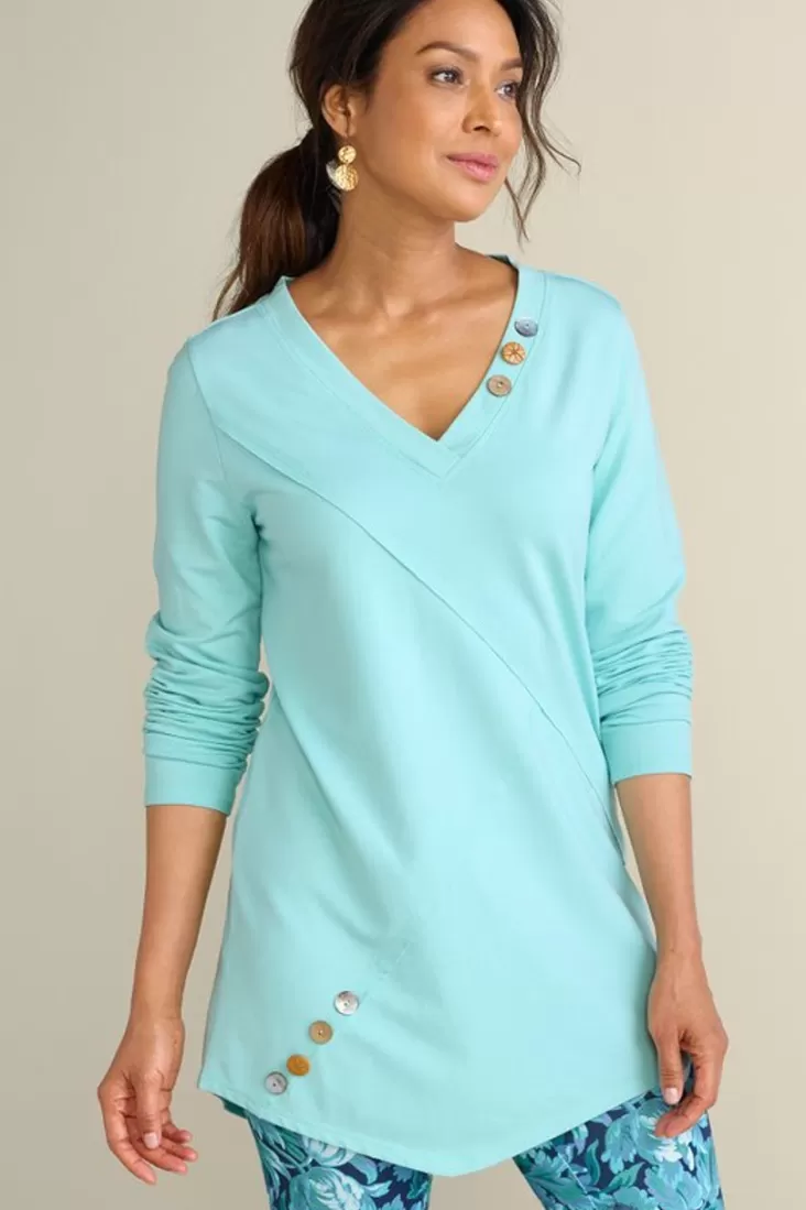 Soft Surroundings Dove French Terry Asymmetrical Tunic