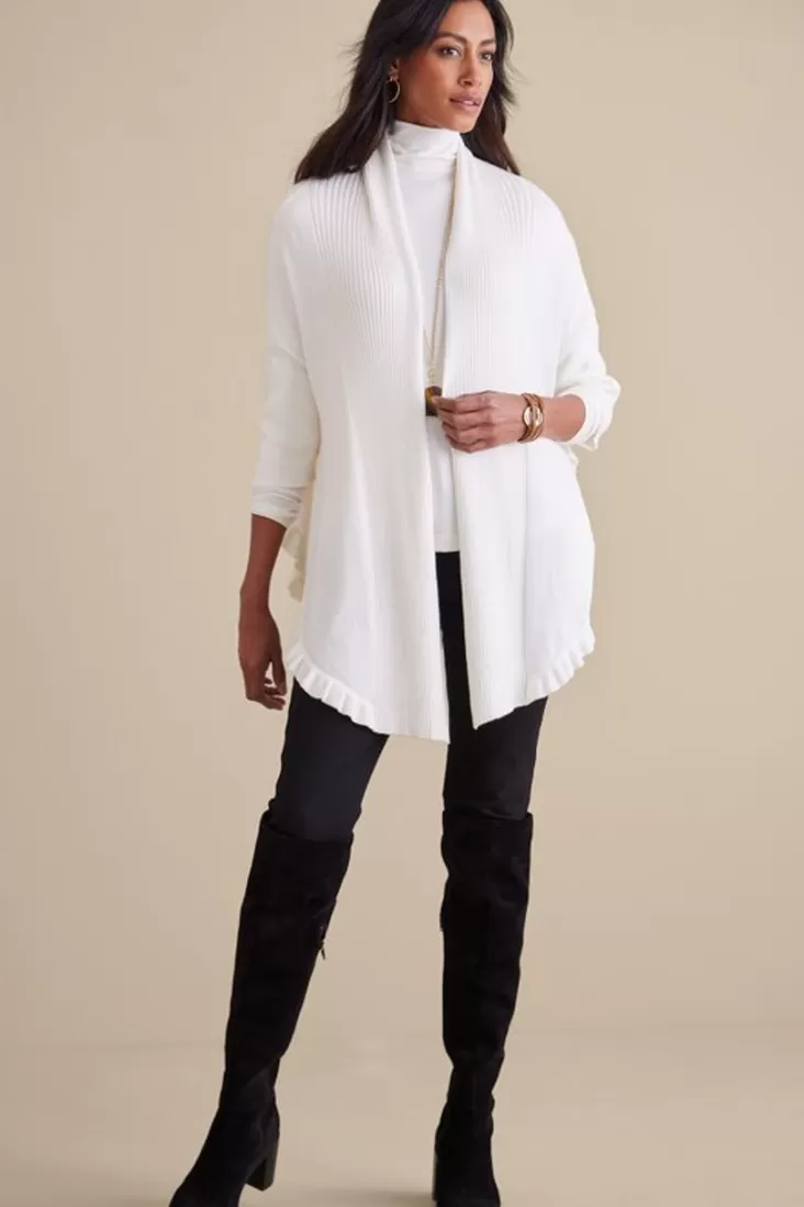 Soft Surroundings Draped Ruffle Cardigan