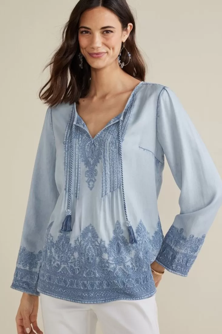 Soft Surroundings Emily Embroidered Tencel™ Top