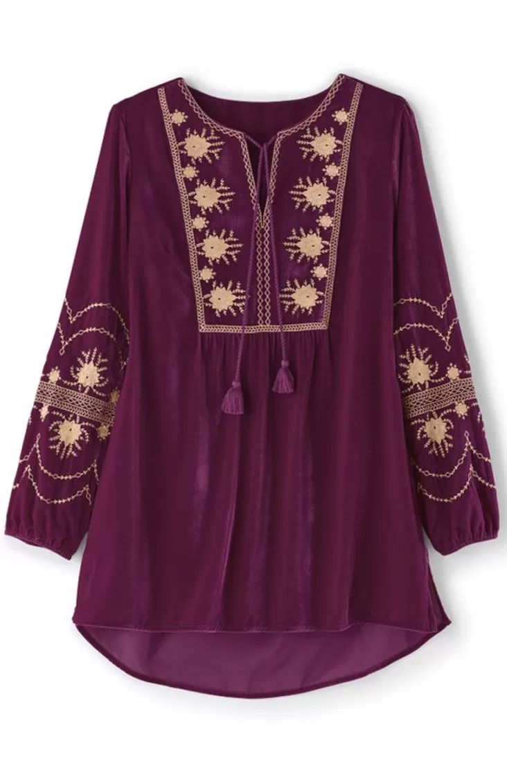 Soft Surroundings Evelyne Embroidered Velvet Tunic