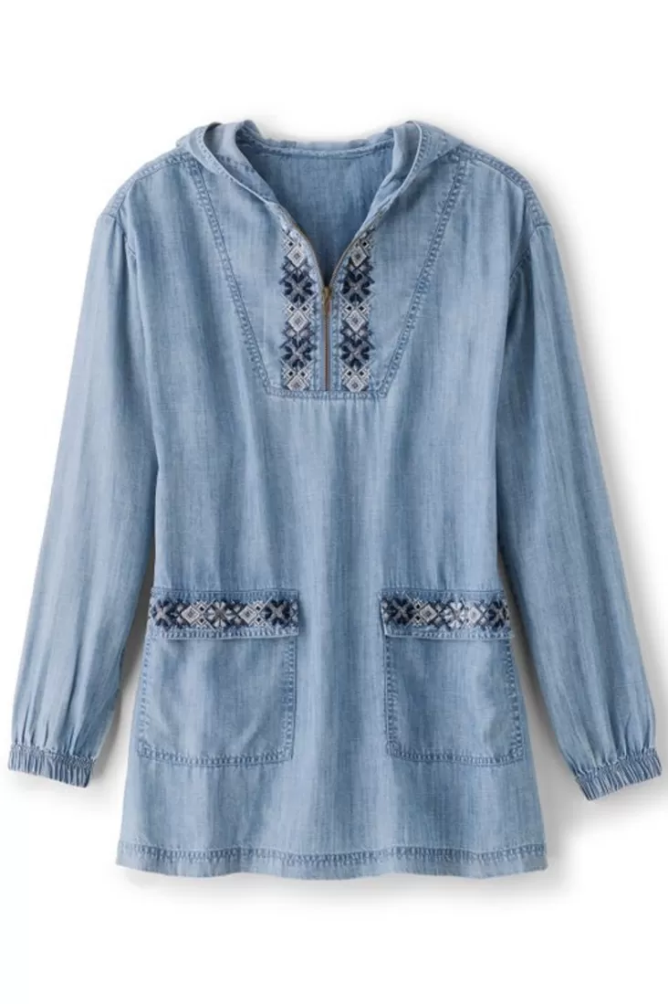 Soft Surroundings Evie Embroidered Tencel Hoodie