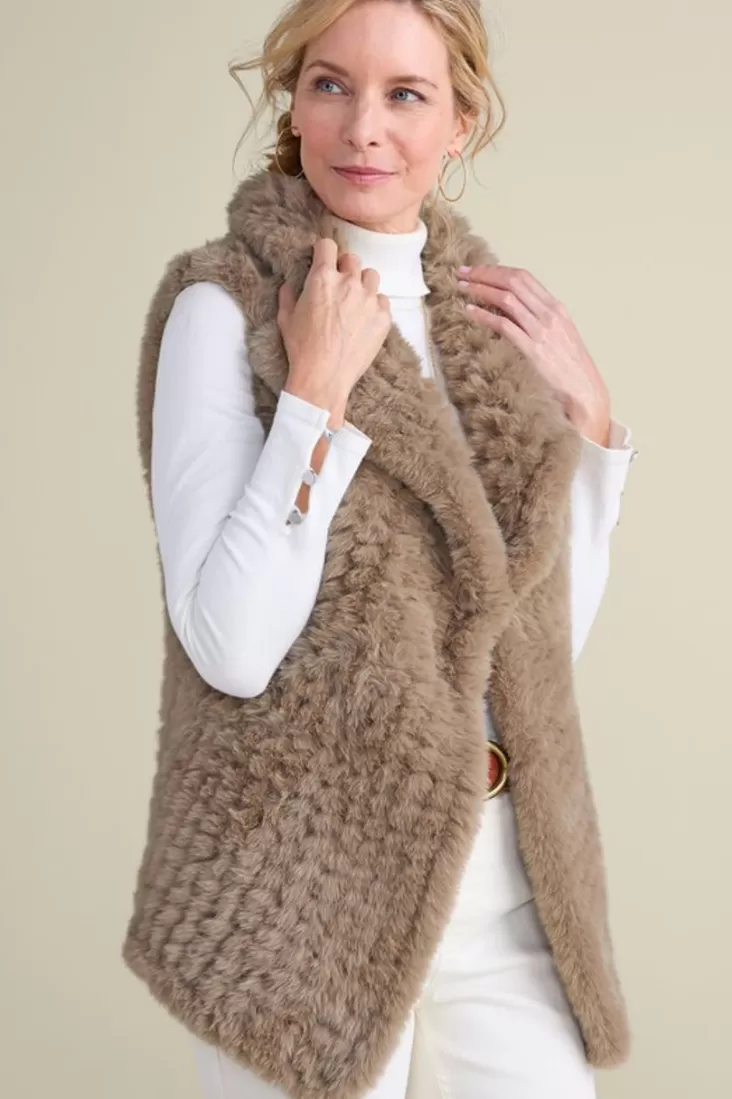 Soft Surroundings Faux Fur Draped Vest