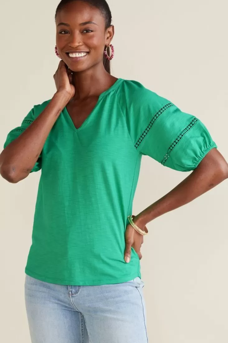 Soft Surroundings Heidi Supima Puff Sleeve Tee