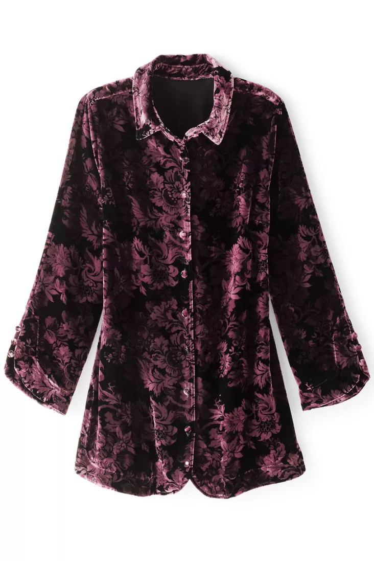 Soft Surroundings Icon Silk Velvet Poets Tunic Shirt