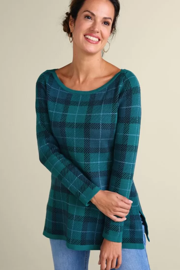 Soft Surroundings Janece Plaid Sweater Tunic