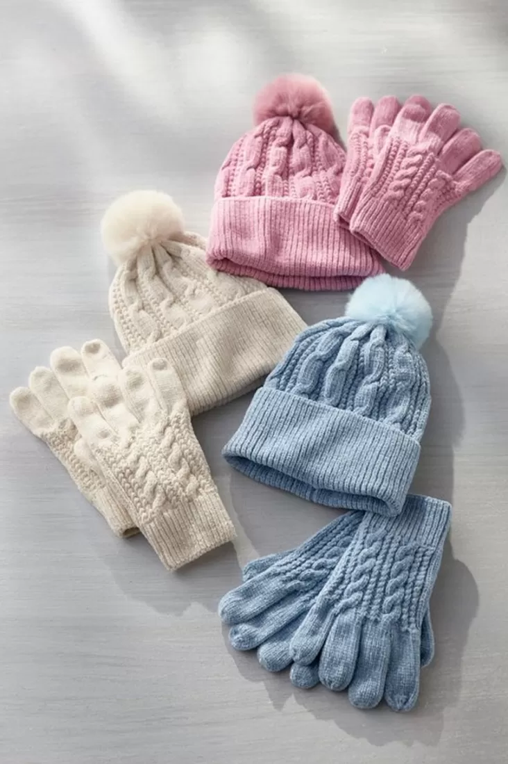 Soft Surroundings Jules Chenille Hat & Gloves Set