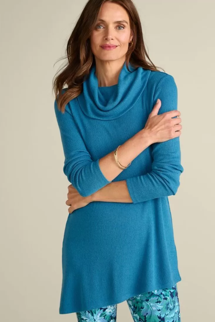 Soft Surroundings Kayla Rib Knit Cowl Neck Tunic