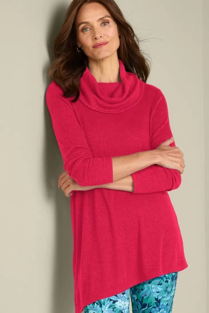 Soft Surroundings Kayla Rib Knit Cowl Neck Tunic