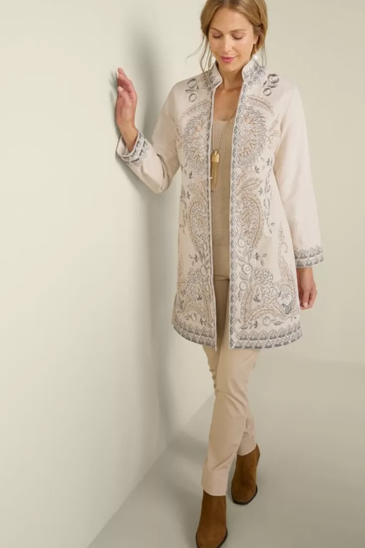 Soft Surroundings Kerala Embellished Natural Jacket