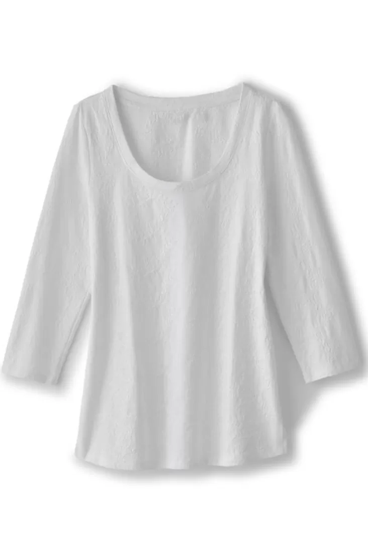 Soft Surroundings Linnea Embroidered 3/4 Sleeve Tee