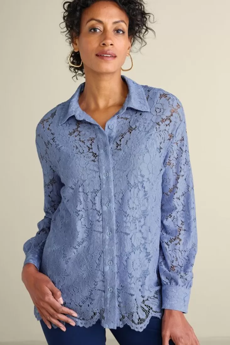 Soft Surroundings Lisa Lace Button Front