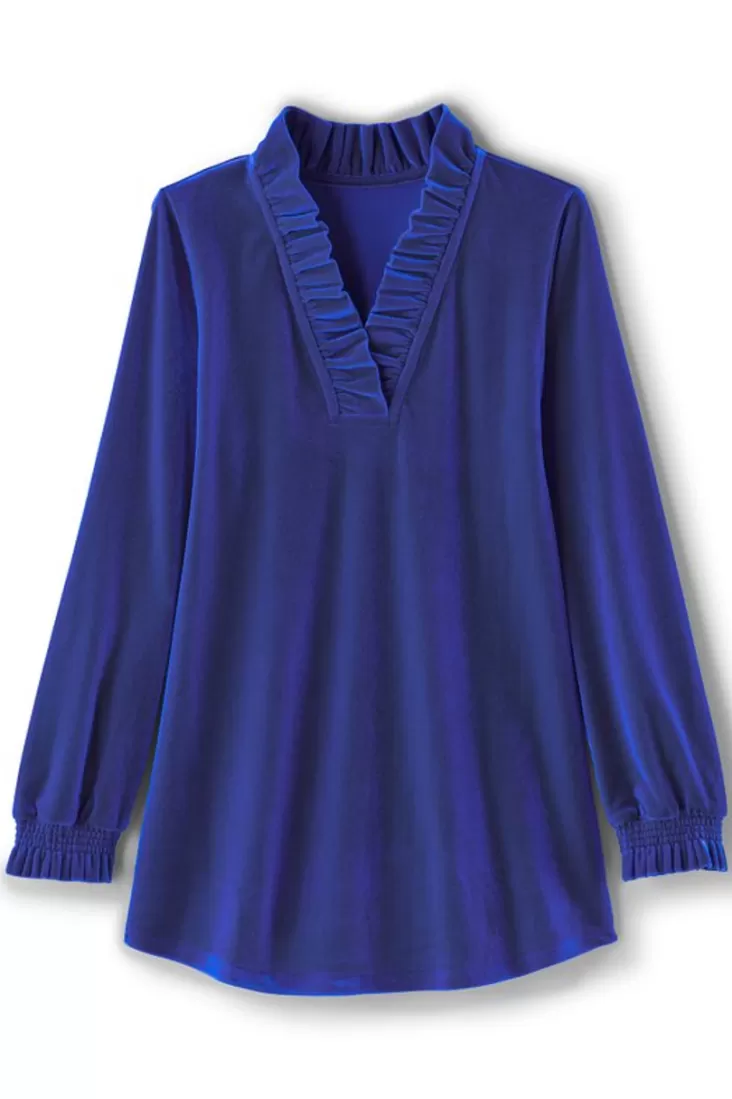 Soft Surroundings Marlee Ruffle Velvet Top