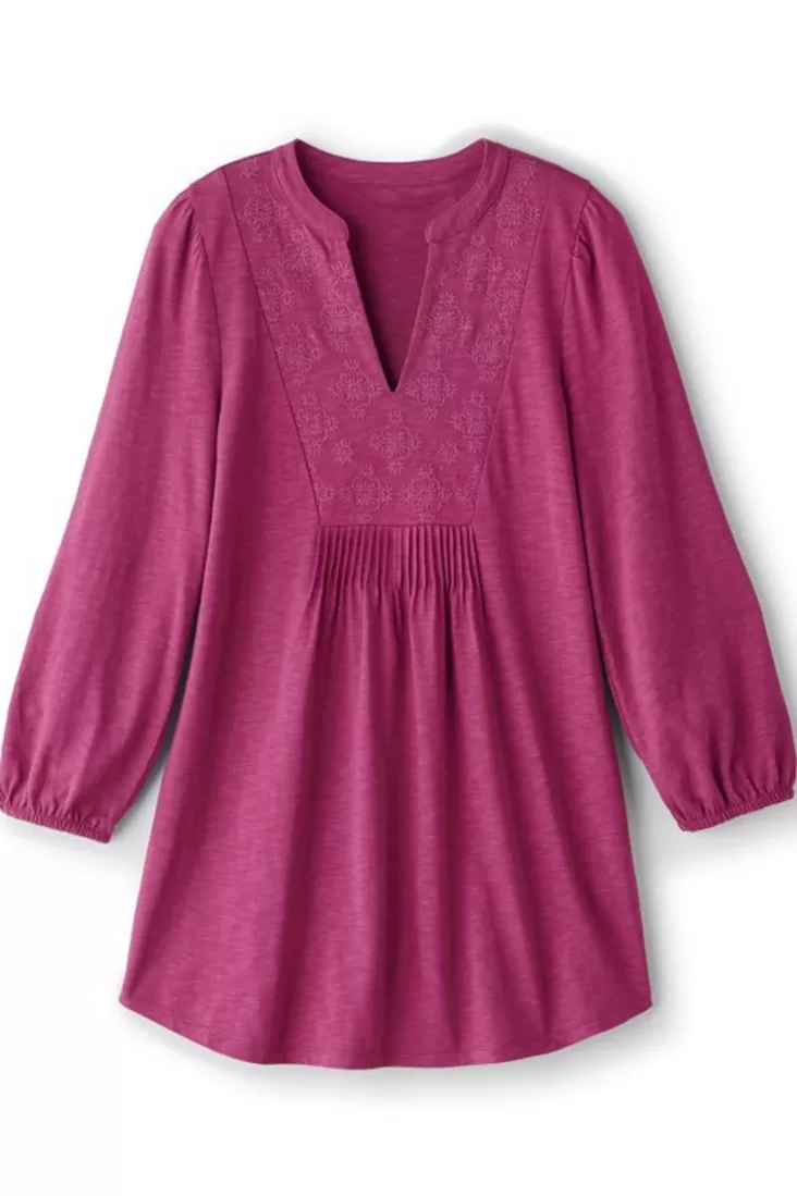 Soft Surroundings Mikaela Embroidered 3/4 Sleeve Tunic