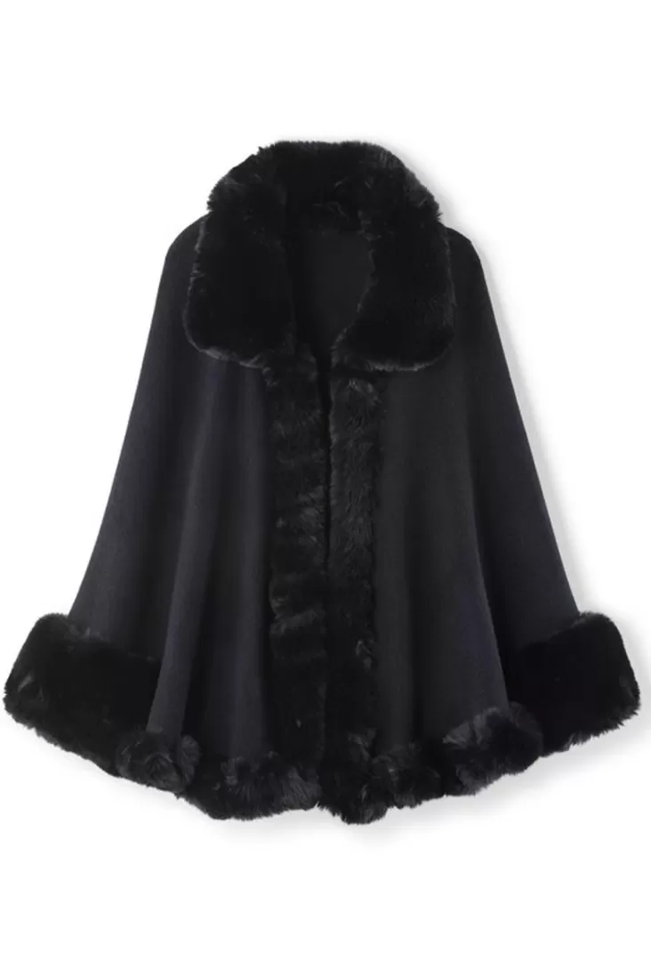 Soft Surroundings Mila Faux Fur Trim Cape