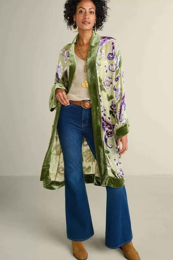 Soft Surroundings Nomi Silk Blend Velvet Kimono