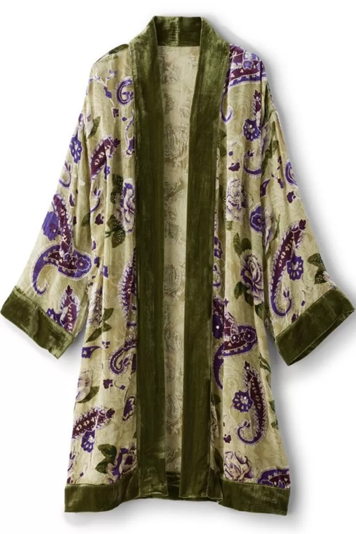 Soft Surroundings Nomi Silk Blend Velvet Kimono