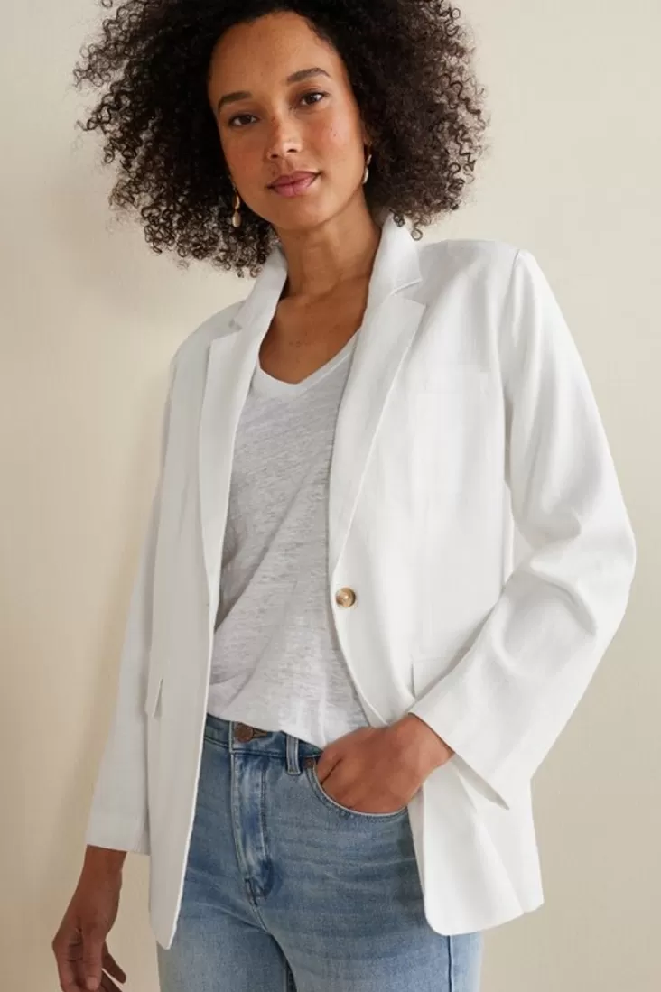 Soft Surroundings Portofino Linen Blend Boyfriend Blazer