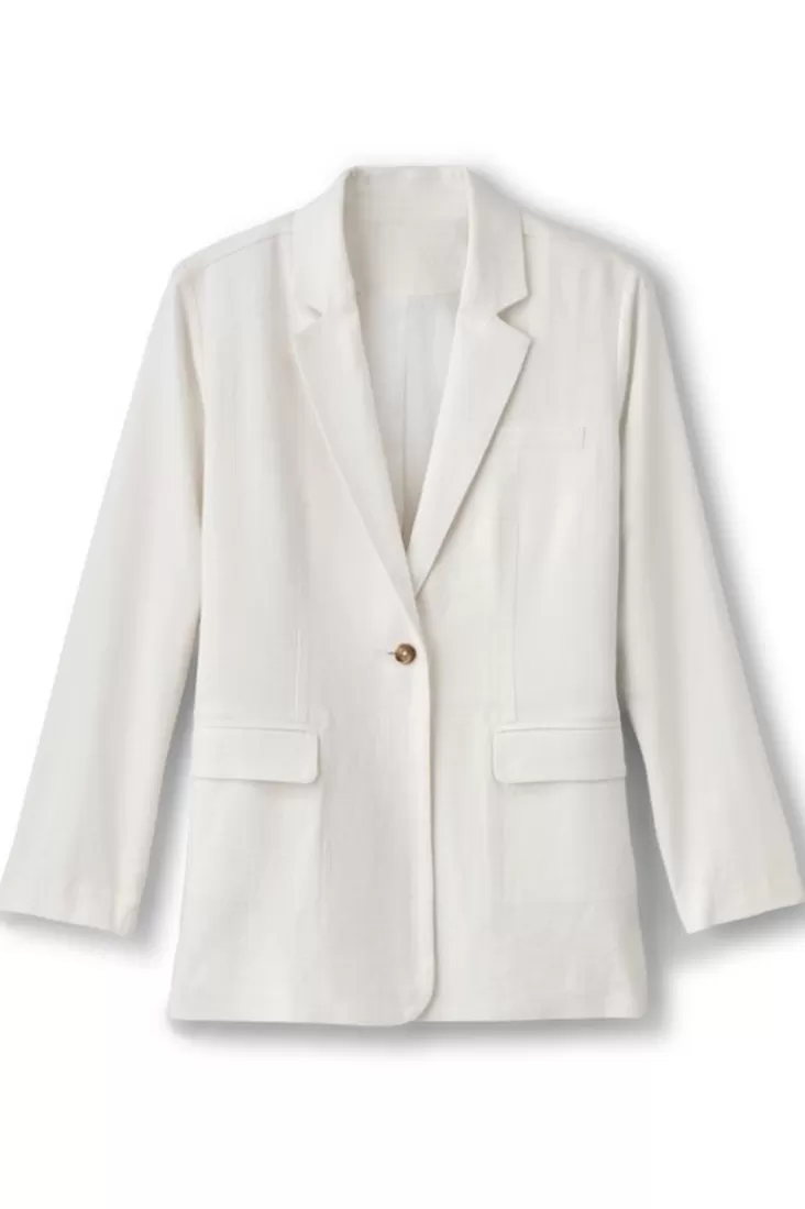 Soft Surroundings Portofino Linen Blend Boyfriend Blazer