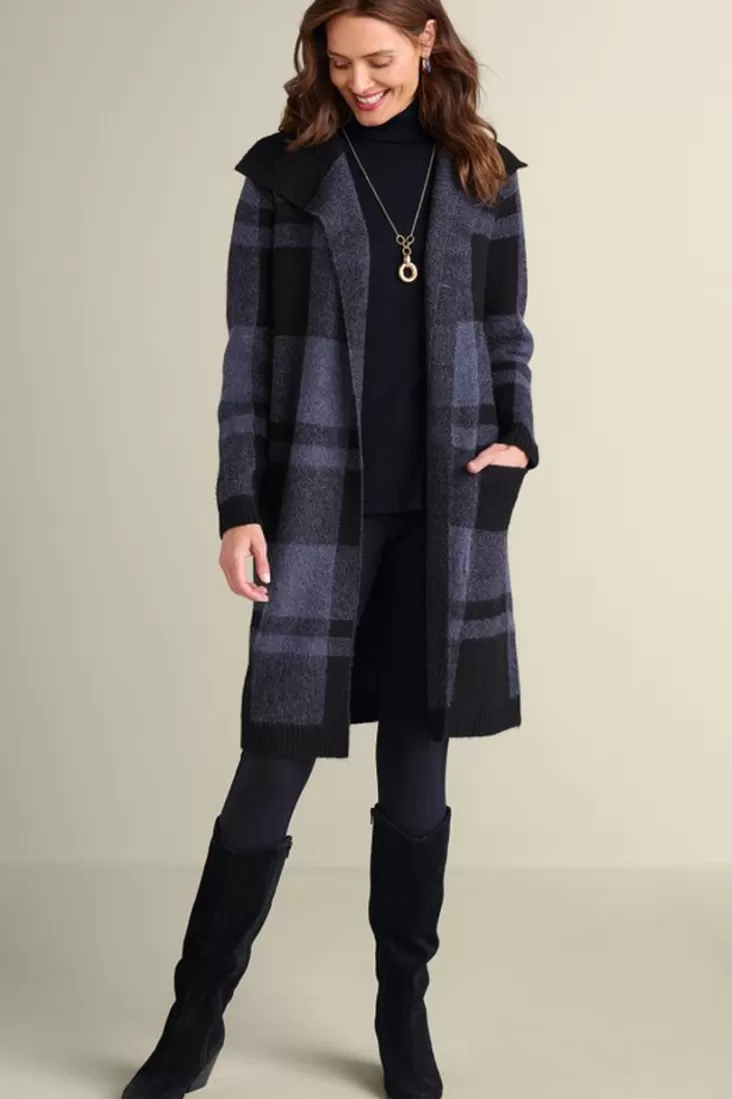 Soft Surroundings Posh Plaid Cardigan