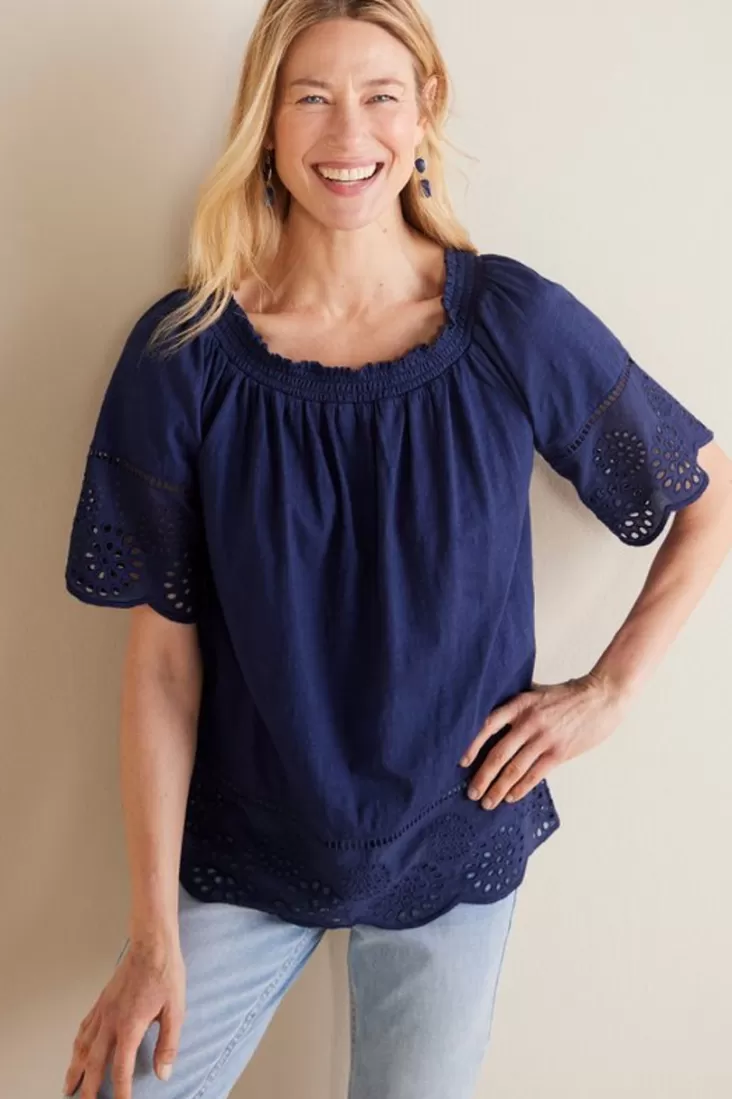 Soft Surroundings Rahma Eyelet Trimmed Tee