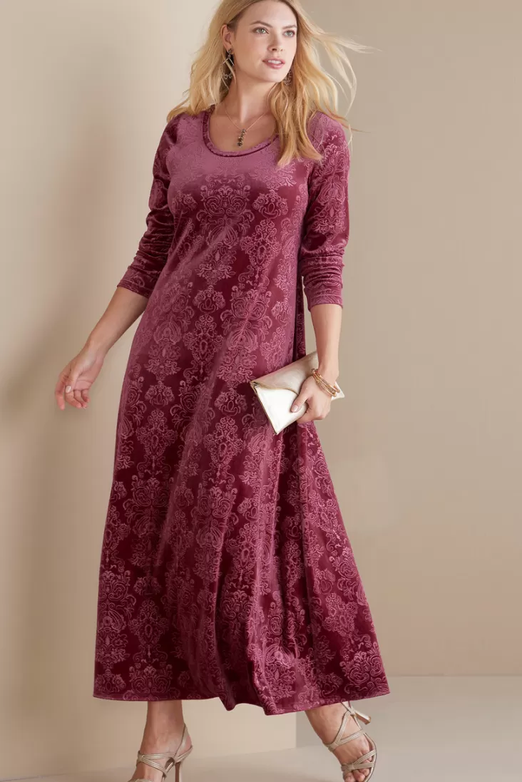 Soft Surroundings Santiago Embossed Velvet Dress