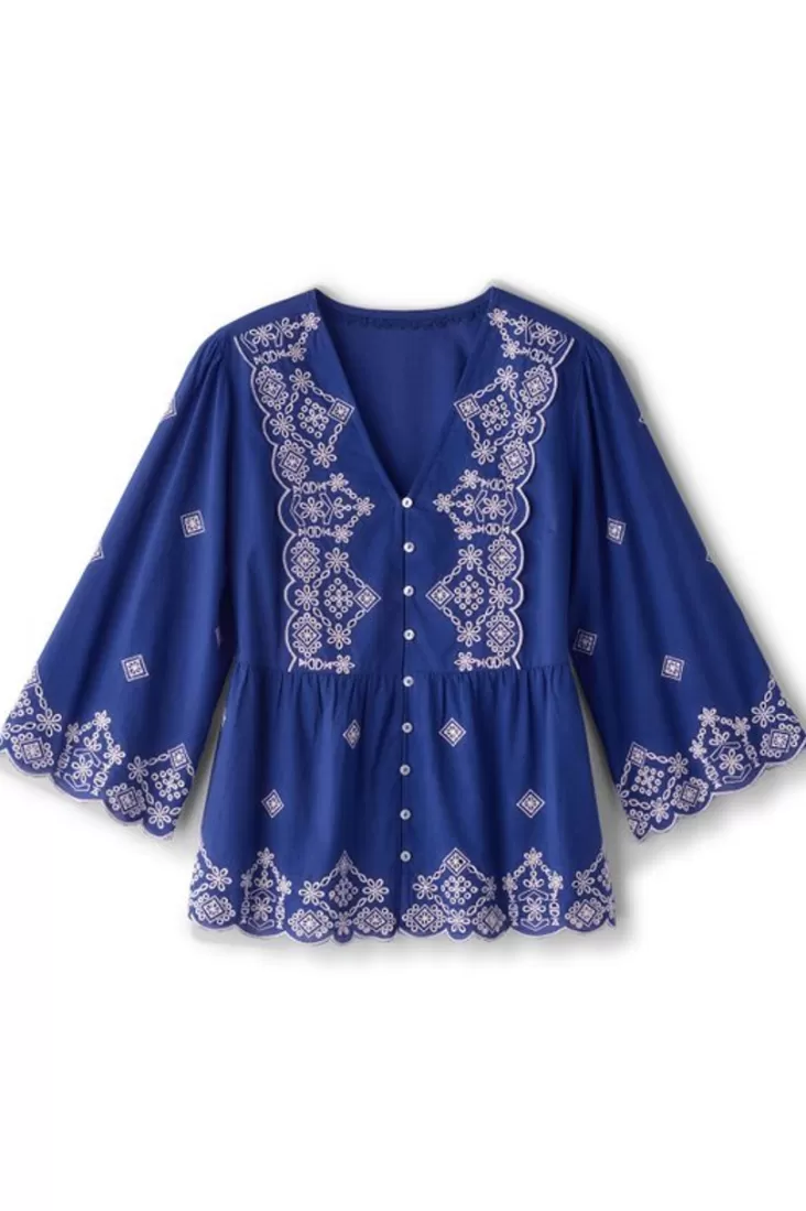 Soft Surroundings Shona Embroidered Top