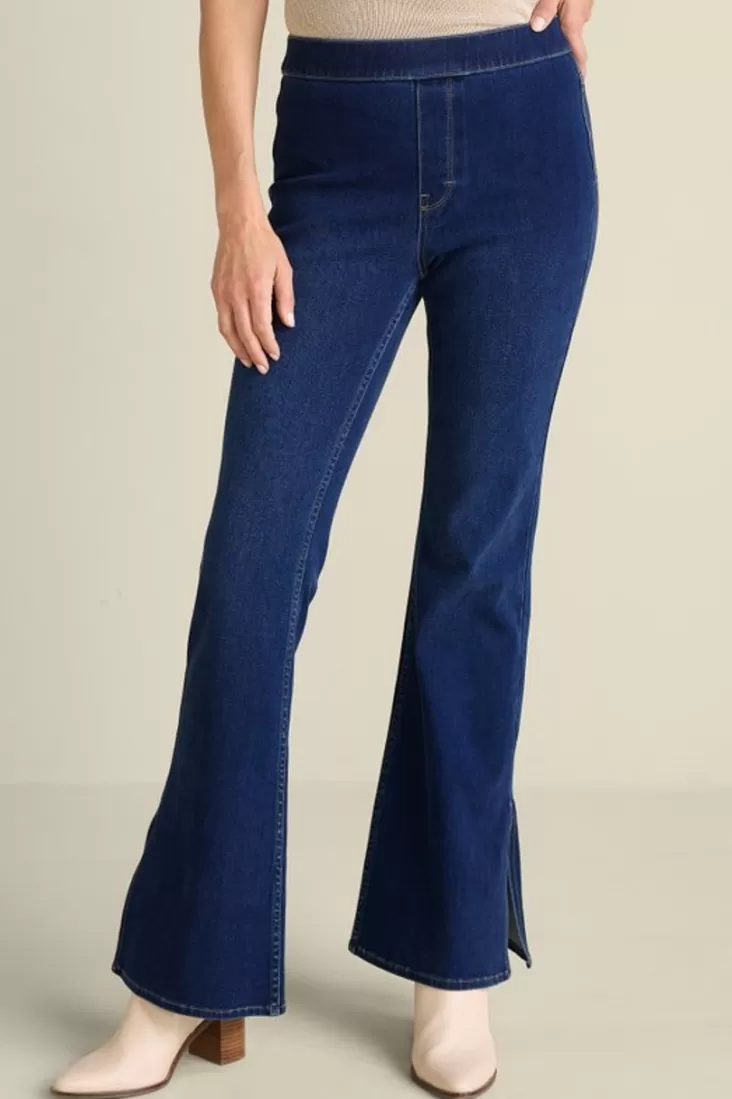 Soft Surroundings Ultimate Denim Slit Hem Flare Jeans