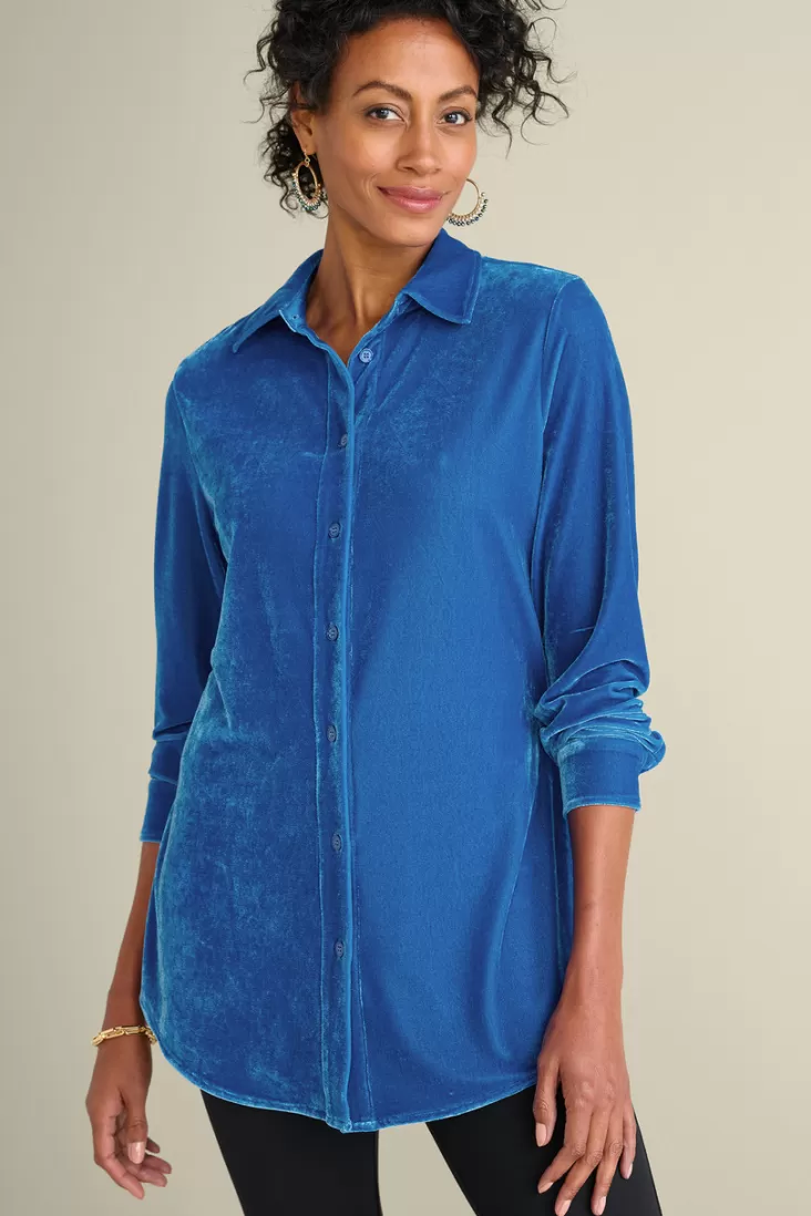 Soft Surroundings Velvet Boyfriend Tunic Shirt