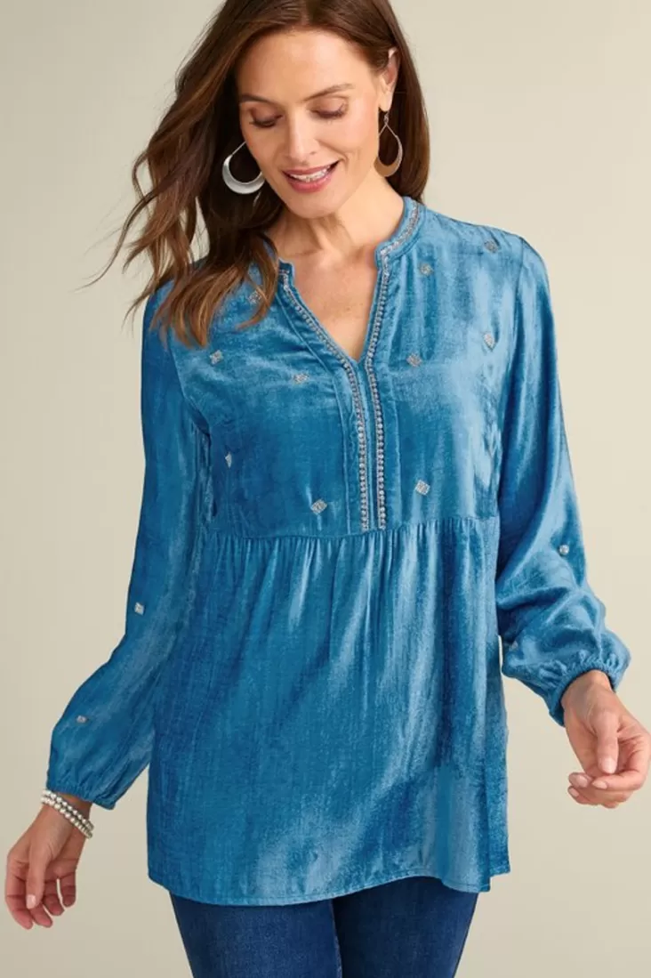 Soft Surroundings Verna Embellished Velvet Tunic