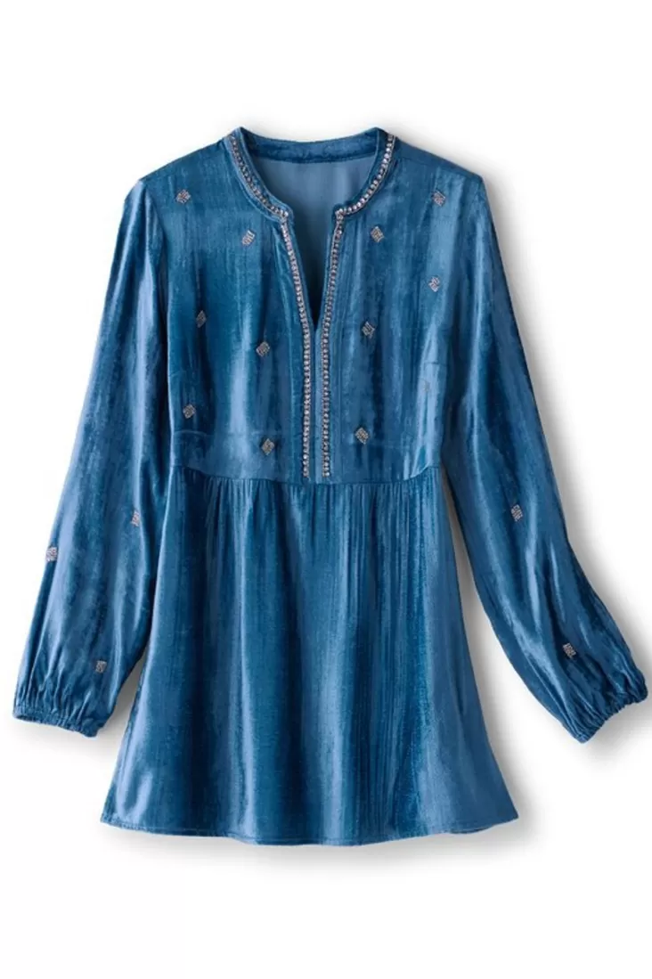 Soft Surroundings Verna Embellished Velvet Tunic